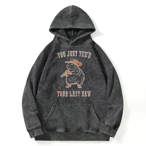 เสื้อฮู้ดโอเวอร์ไซส์รุ่นเฮฟวี่เวทวินเทจสตรีทแวร์สำหรับผู้ชายพิมพ์ลายนูนโลโก้บ็อกซี่ครอปแบบสวมหัว - Product Image 3