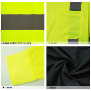LX Stock Amarillo Negro Hi Vis Camisas de construcción Reflectante Manga larga Seguridad Polo Camiseta Bajo MOQ Camisa de seguridad para hombre - Product Image 4