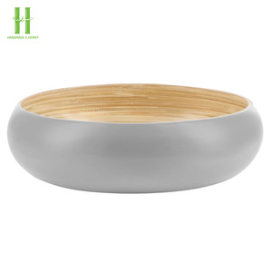 Venta al por mayor de lujo extra grande de bambú ensaladera de color gris pulido para servir frutas comedor decorativo preparación de alimentos - Product Image 5