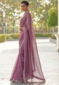 Sari en faux georgette attrayant, chemisier, tenue de soirée, non cousu, design ethnique moderne, lavable, lourd, séquences de 5 mm, excellente qualité - Product Image 4