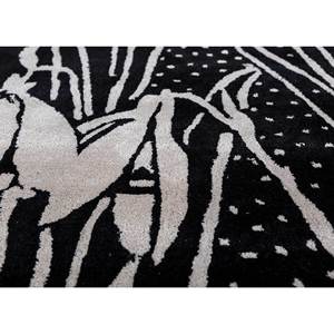 Tapis Hacienda en laine et viscose tufté à la main, motif floral et rayé, gris et noir, pelucheux, pour salon, couloir, forme rectangulaire, Tra-14891 - Product Image 3