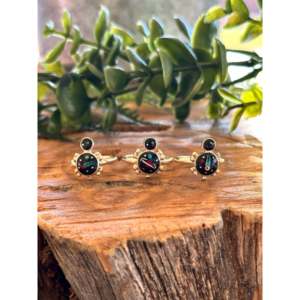 Southwest Made Sterling Silver <b>Turtle</b> <b>Ring</b> with Natural Opal Inlay Rhodium Plated - Product Image 1