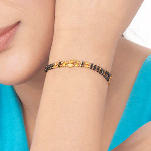 Pulsera Mangalsutra de Ónix Chapada en Oro de 14k, Moderna, Regalo Religioso para Fiestas - Product Image 3