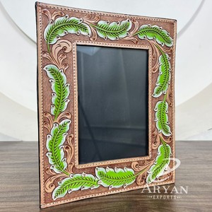 Nouveau cadeau de mariage personnalisé cadres photo de table en cuir usiné à la main personnalisés vente en gros cadre photo en cuir véritable de haute qualité - Product Image 1