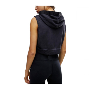 Haut décontracté en coton tricoté sans manches pour femme, coupe courte, couleur unie, avec logo sur le devant, idéal pour le printemps - Product Image 2