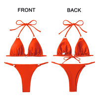 Baru desain OEM kasual wanita Bikini seksi pinggang tinggi Bikini baju renang wanita garis Backless Bikini & pakaian pantai