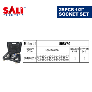 SALI, 25 uds., llave de enchufe cromada ajustable, reparación de automóviles, juego de llaves DIY, métrica personalizable, acero al carbono OEM - Product Image 4