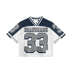 Vente en gros de maillot de football américain tendance avec sublimation respirante manches courtes maillot de football en maille grande taille - Product Image 2
