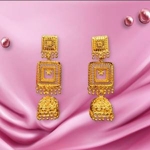Genuine Quality Earrings Set with <b>Modern</b> Designed 22CT <b>Gold</b> Plated Jhumka Style Earrings Jewelry for Women Wear - Product Image 2