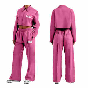 Cómodo Top con capucha y cremallera para mujer, chándales personalizados, ropa deportiva alta con estampado informal, tejido de punto, estilo informal - Product Image 4