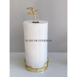 Latest Pattern Arrival Silver Shiny Polished Hammered Texture Stainless Steel Paper <b>Towel</b> <b>Holder</b> With Gold & <b>Black</b> Floral Design - Product Image 4