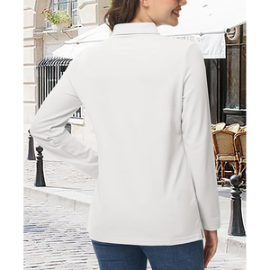 Polo de Golf transpirable para mujer, camisetas de algodón ligero de talla grande que absorbe la humedad, camiseta de manga larga, Polo de 3 botones de secado rápido - Product Image 3
