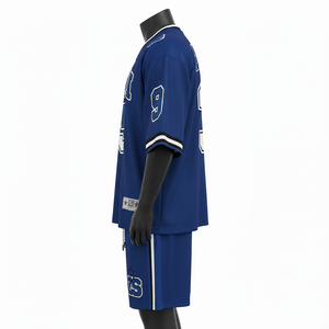 Conjunto de Pantalones Cortos de Malla Premium, Transpirable, de Poliéster, Diseño de Paneles Azul y Blanco, Sublimación y Logotipo de Tackle - Product Image 3