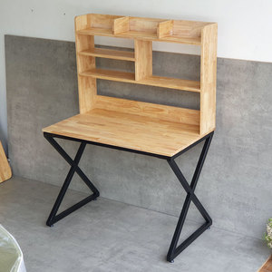 100x60x145cm X-Shaped Iron Leg <b>Study</b> <b>Desk</b> with Bookshelf Assembled School Furniture-FD68054 - Product Image 2