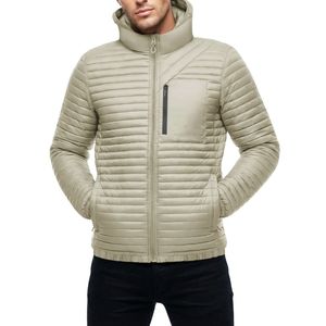Chaqueta Acolchada Estilo Universitario Beige y Marrón para Hombre, Chaqueta de Invierno con Logotipo Personalizado, Abrigo Acolchado, Ropa de Calle Cálida para Hombre - Product Image 3