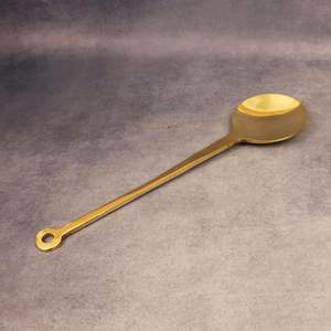 Louche sans plomb en laiton pur avec cuillère à manche en bois pour la vaisselle, le service et la cuisson Poids lourd 14.5 pouces | Batterie de cuisine Pital - Product Image 3