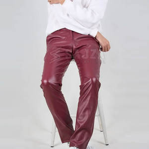 Pantalon en cuir pour hommes de haute qualité Streetwear pantalon en cuir pour hommes respirant pantalon en cuir pour hommes de couleur unie - Product Image 2