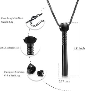 Stainless Steel Cremation Jewelry <b>for</b> <b>Ashes</b> Baseball Memorial Urn <b>for</b> <b>Ashes</b> <b>for</b> Human Pendant <b>Necklace</b> <b>for</b> Human Custom Size - Product Image 2