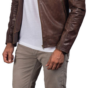 แจ็กเก็ตหนังแบบย้อนยุคสำหรับผู้ชายเสื้อแจ็คเก็ตหนังแบบฟิตสำหรับกีฬากลางแจ้งฤดูหนาว - Product Image 5