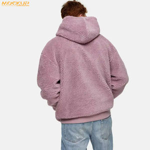 Custom Fleece <b>Sherpa</b> Fur Lined <b>Hoodie</b> Embroidery Warm Hooded Sweatshirt <b>Men's</b> Winter Heavy Purple <b>Hoodie</b> - Product Image 5