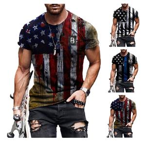 Camiseta de moda para hombre al por mayor, camiseta de manga corta con estampado personalizado de bandera de estrella, color blanco y negro para hombre - Product Image 3