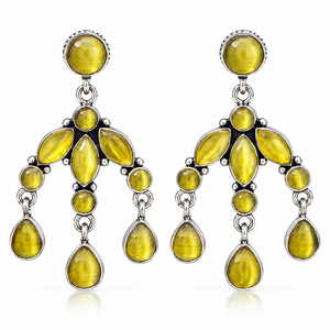 Boucles d'oreilles pendantes en argent oxydé jaune et noir, style mode, avec pierres précieuses, pour femmes, vente en gros - Product Image 1