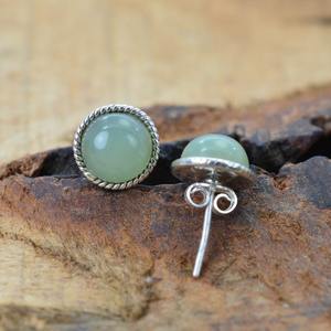 Aqua Calcedony Gemstone Boucles d'oreilles pour femmes en argent sterling 925 Style Boho Plaqué or Tendance Bijoux faits main - Product Image 4