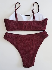 High Waist Ice Silk Traceless <b>Invisible</b> Bikini Women Seamless Panty Wholesale Swimwear Sequined Feathers Custom Logo - Product Image 2