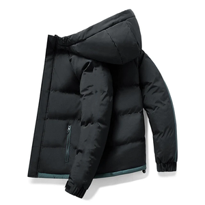 Vente de gros Veste matelassée à capuche noire pour homme Manteau en duvet chaud design personnalisé pour homme - Product Image 5