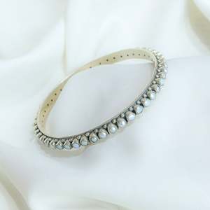 925 <b>Silver</b> <b>Bangle</b> with Freshwater Asama Pearl Elegant Pearl <b>Bracelet</b> & <b>Bangle</b> - Product Image 1