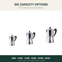 Cafetière Moka en aluminium argenté, style italien classique, octogonale, avec soupape de sécurité