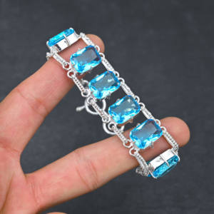 สร้อยคอพลอยโทแพซทำมือทำด้วยมือทำจาก925เงินได้รับการรับรอง IGI สร้อยข้อมือสไตล์งานแต่งงานสุดหรูจากห้องทดลอง - Product Image 4