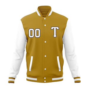 Premium Letterman Baseball School College Bomber <b>Varsity</b> <b>Jacket</b> for men <b>Purple</b> & Gold Genuine Leather Sleeves <b>Jacket</b> Customized - Product Image 5