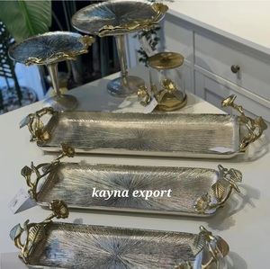 Elegante Bandeja Decorativa para Servir Arroz, Creativa, Ovalada, de Metal Pulido, con Diseño Abstracto, Apta para Contacto con Alimentos - Product Image 5