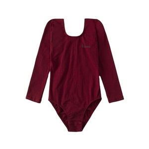 Vente en gros de justaucorps de ballet à manches longues pour filles, en coton et élasthanne, vêtements de danse, tenue d'entraînement de gymnastique, douce et confortable - Product Image 4