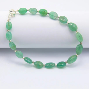 Esmeralda suave forma ovalada pulseras cuentas naturales zambiano Esmeralda piedras preciosas pulseras cuentas 7 pulgadas - Product Image 1