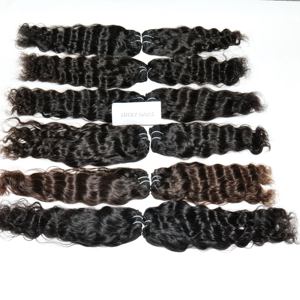 Extensions de cheveux humains naturels vierges bruts non transformés Temple indien cuticule alignée vagues profondes lâches HD ruban de dentelle pré-collé - Product Image 4