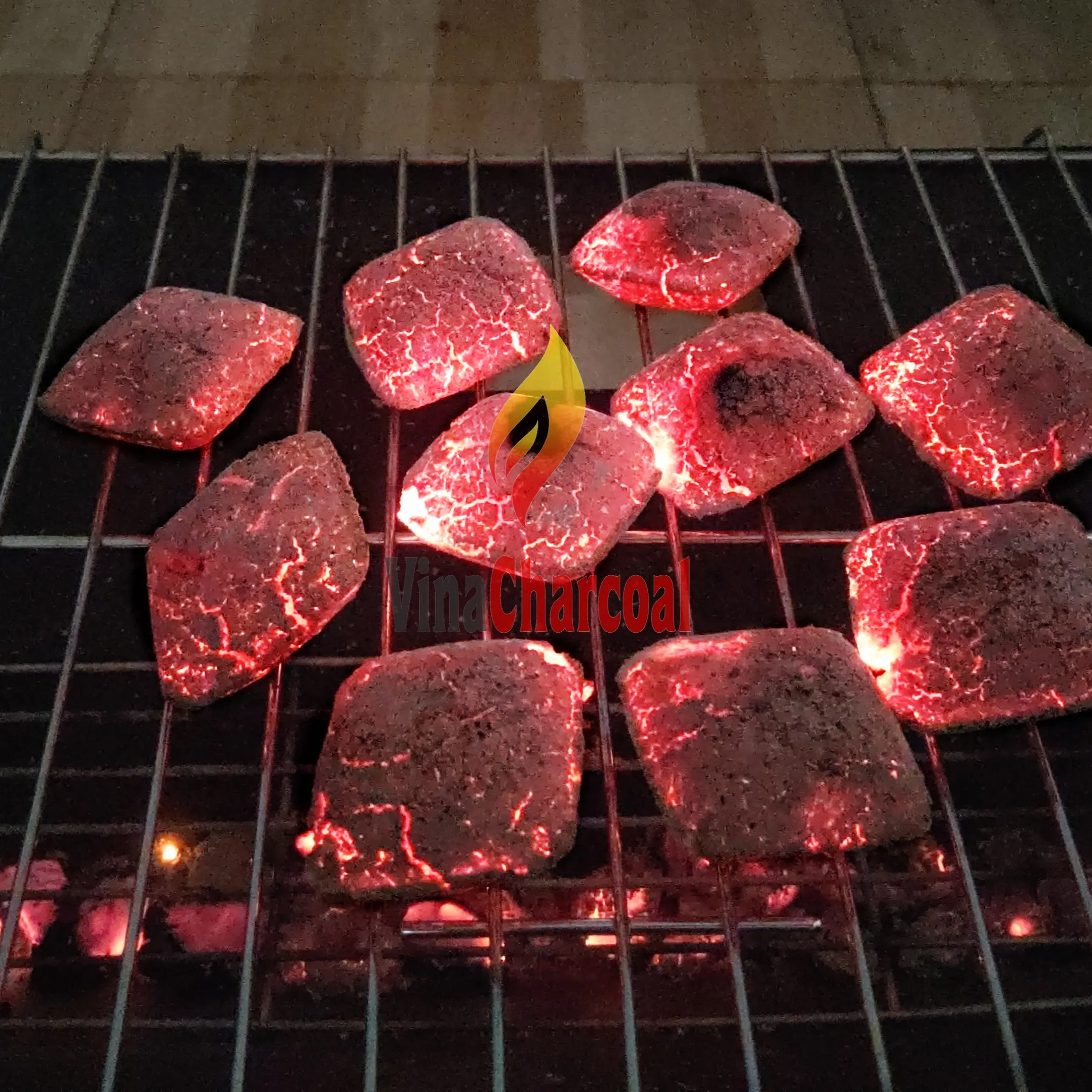 Incredibile combustione di bricchette di guscio di cocco a forma di uovo/cuscino per barbecue
