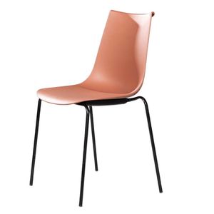 Modern High-Back Stackable <b>Dining</b> <b>Chair</b> with Iron Legs-Multi-Colored Plastic - Product Image 1