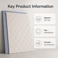 Panneaux acoustiques en feutre PET 3D sculptés CNC 600x600mm, panneaux muraux absorbants le son