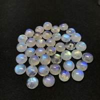 Piedra de Luna Arcoíris Natural Pulida Blanca, Cabujón Plano para Joyería DIY, Anillos, Pulseras y Tobilleras de Tamaño Personalizado
