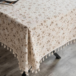 Floral <b>Embroidered</b> Woven Cotton Wedding <b>Tablecloth</b> | Vintage Ruffle Top Europe Style Table Cover - Product Image 6