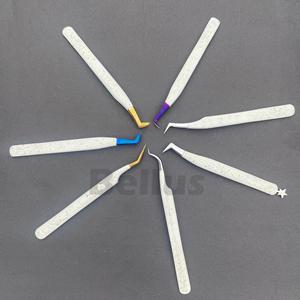 Pince à cils professionnelle de marque privée, design incurvé de couleur personnalisée avec prise en main parfaite pour les extensions de cils - Product Image 6