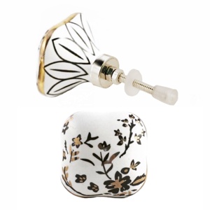 Meubles de luxe marocains boutons hexagonaux floraux noir blanc or travail fleur céramique tiroir armoire cuisine chambre commode - Product Image 1