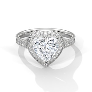 2.0ct Heart Cut CZ Halo <b>Solitaire</b> <b>Ring</b> 925 Sterling <b>Silver</b> Engagement Band - Product Image 2