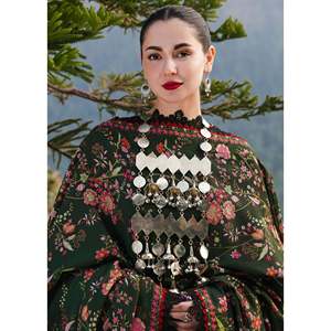 Conjunto de Traje Bordado de 3 Piezas para Mujer HUSSAIN REHAR con Chal Estampado Courtrai y Pantalón-BIC-4261 con Bordado Dhanak - Product Image 3