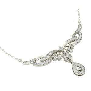 จี้สร้อยคอเงินแท้ชุบโรเดียมรูปปีกสำหรับงานแต่งงานของผู้หญิง - Product Image 2