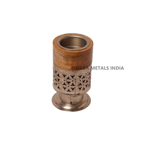 Porte-Bakhoor en Métal Finition Dorée Premium Brûleur d'Encens Arabe Oud avec Support en Bois pour la Décoration Intérieure Vente en Gros - Product Image 1