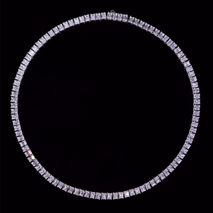 Sarva jewels 2025 más Popular VVS Moissanite diamante joyería clásica Vintage 925 plata esterlina Baguette corte diamante collar - Product Image 1