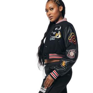 Vente en gros de vestes universitaires pour femmes à la mode, design extérieur ample et décontracté, lettres de broderie lourdes, logo personnalisé, coton - Product Image 3